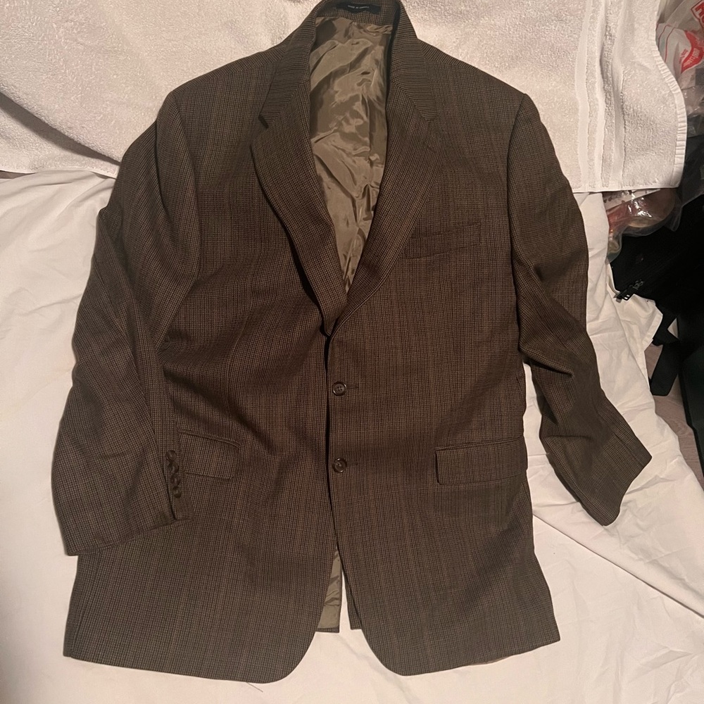 VINTAGE CHAPS/ RALPH LAUREN TAN/ BLACK CHECK MENS SPORT COAT - Picture 1 of 9